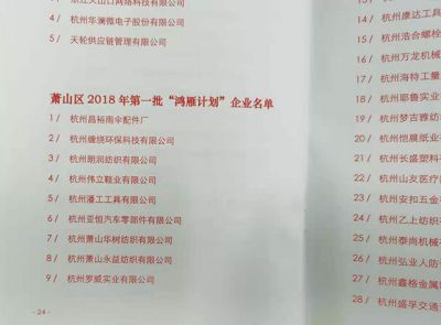The First Batch of "Hongyan Plan" Enterprises in Xiaoshan District in 2018